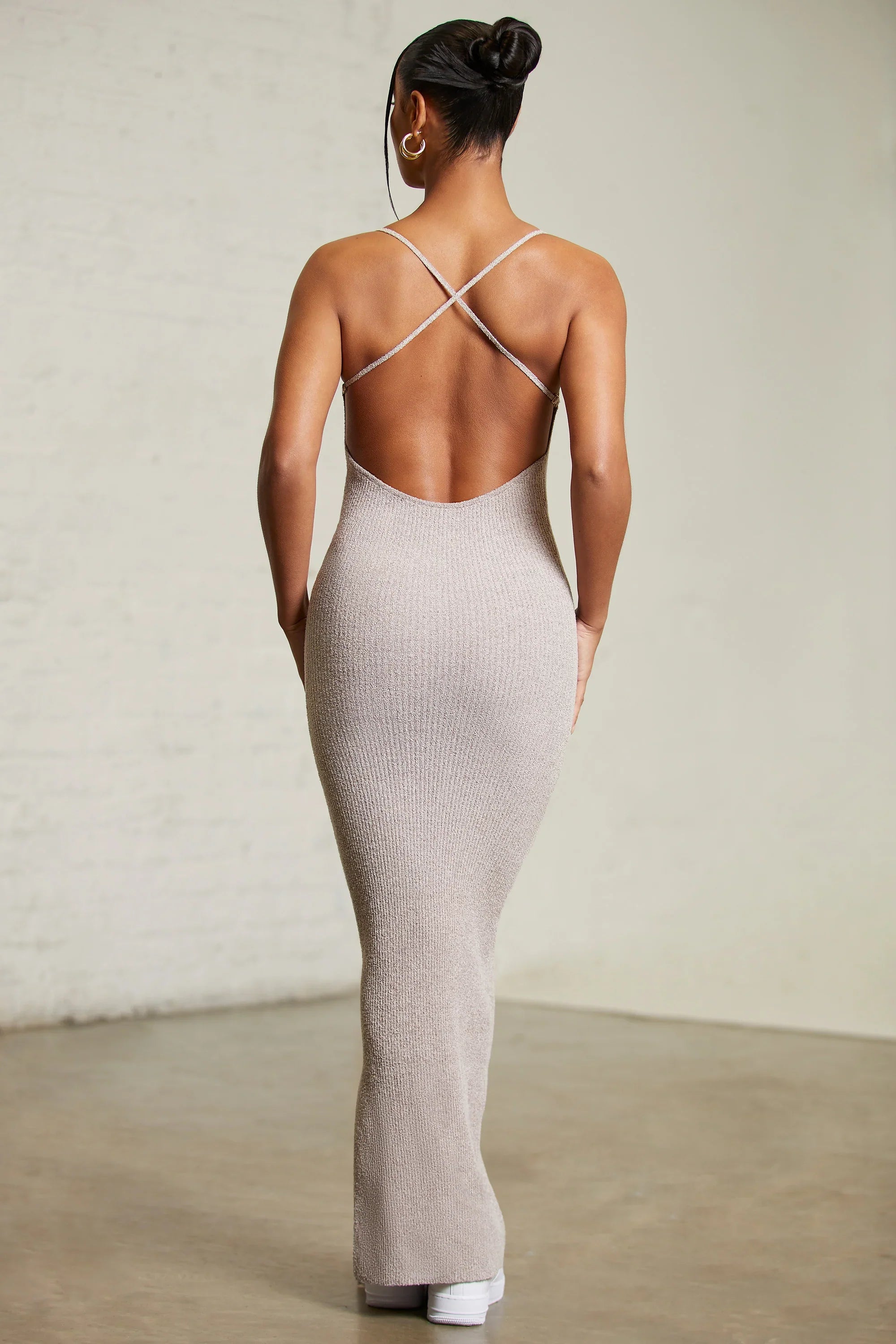 Dahlia | Chocolate Knit Backless Maxi Dress