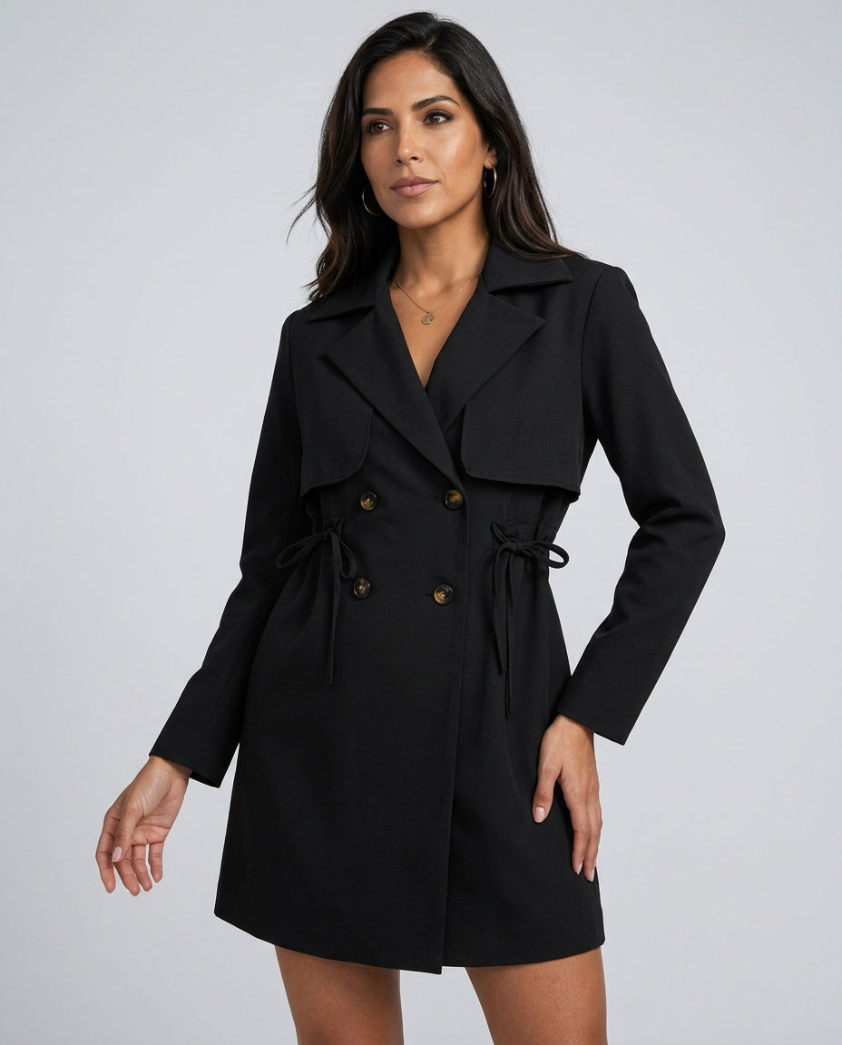 Estrella | Cropped Double-Button Blazer with Cinched Waist