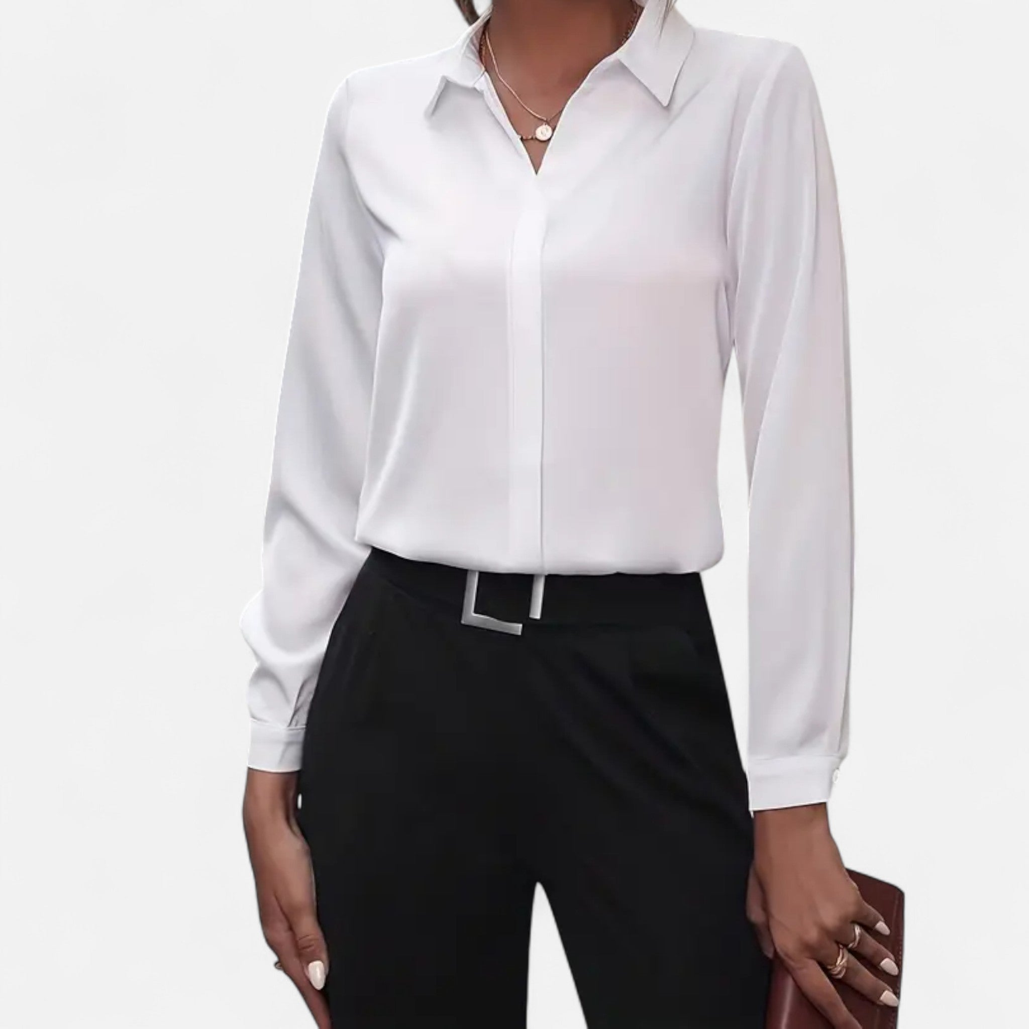 Emilia | Long Sleeve V-Neck Office Blouse