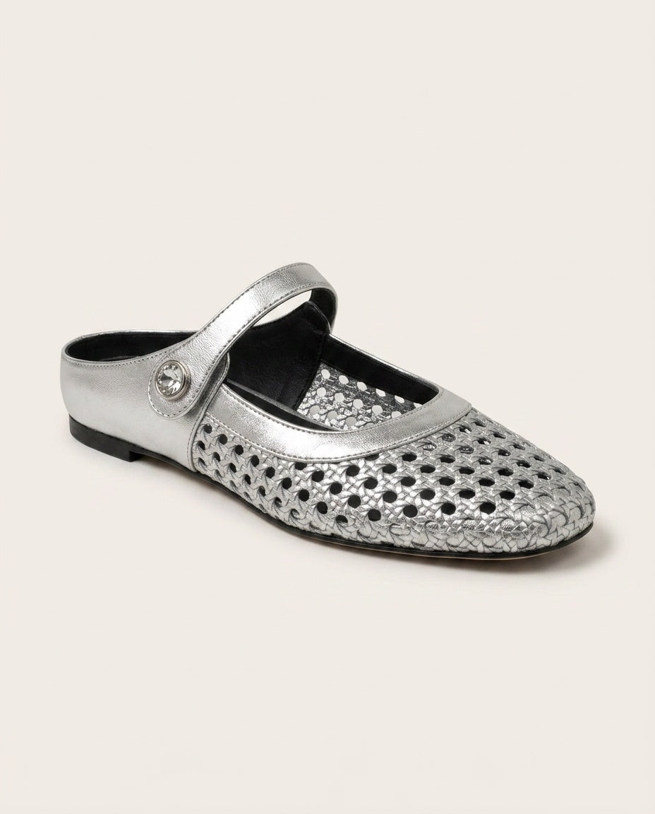 Nuria | Woven Instep Strap Flat Mules