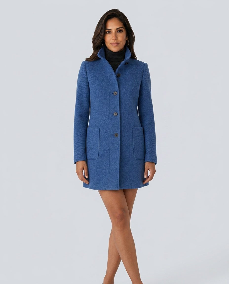 Hester | Tailored Wool-Blend Stand Collar Overcoat