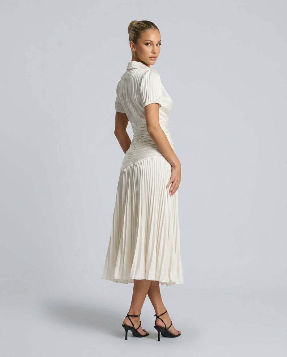 Ottavia | Retro Striped Satin-Look Midi Dress