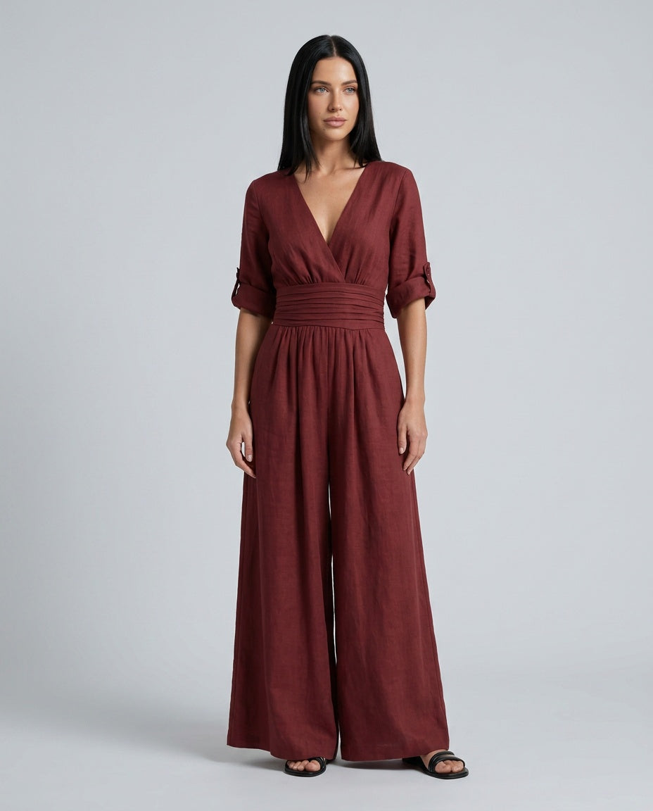 Alejandra | Cross Front Wide Leg Jumpsuit
