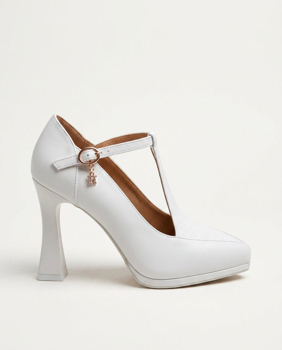 Romy | Square Toe T-Strap Block Heel