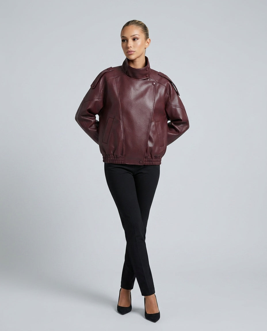 Opal | Asymmetric Zip Relaxed Faux Leather Jacket