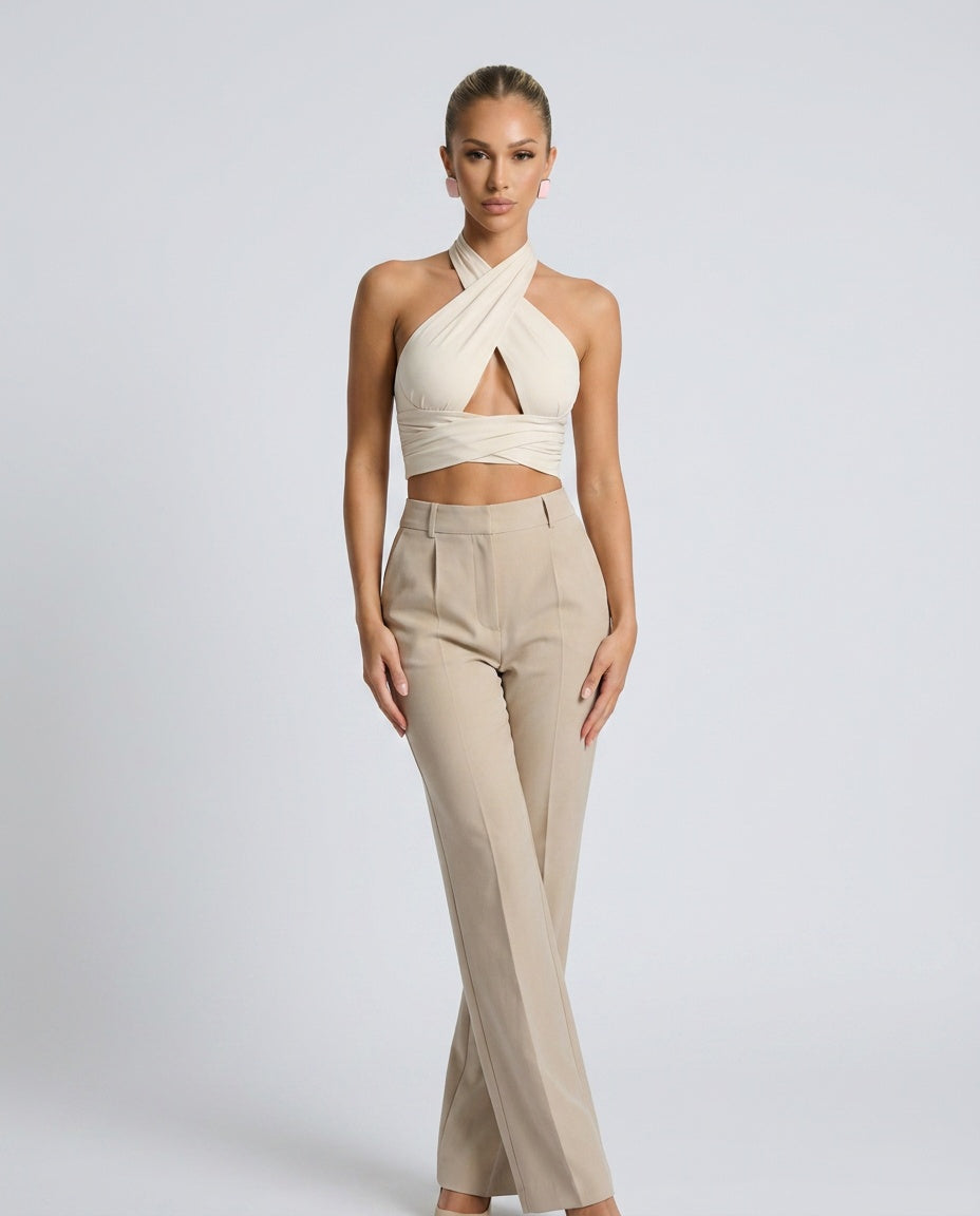 Elin | Backless Halter Crop Top