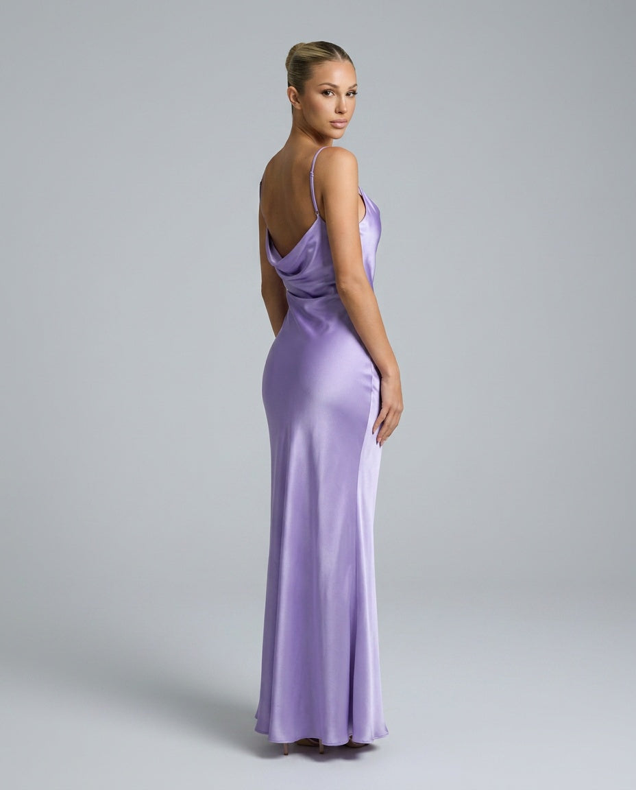 Serena | Cowl Neck Satin-Look Maxi Dress