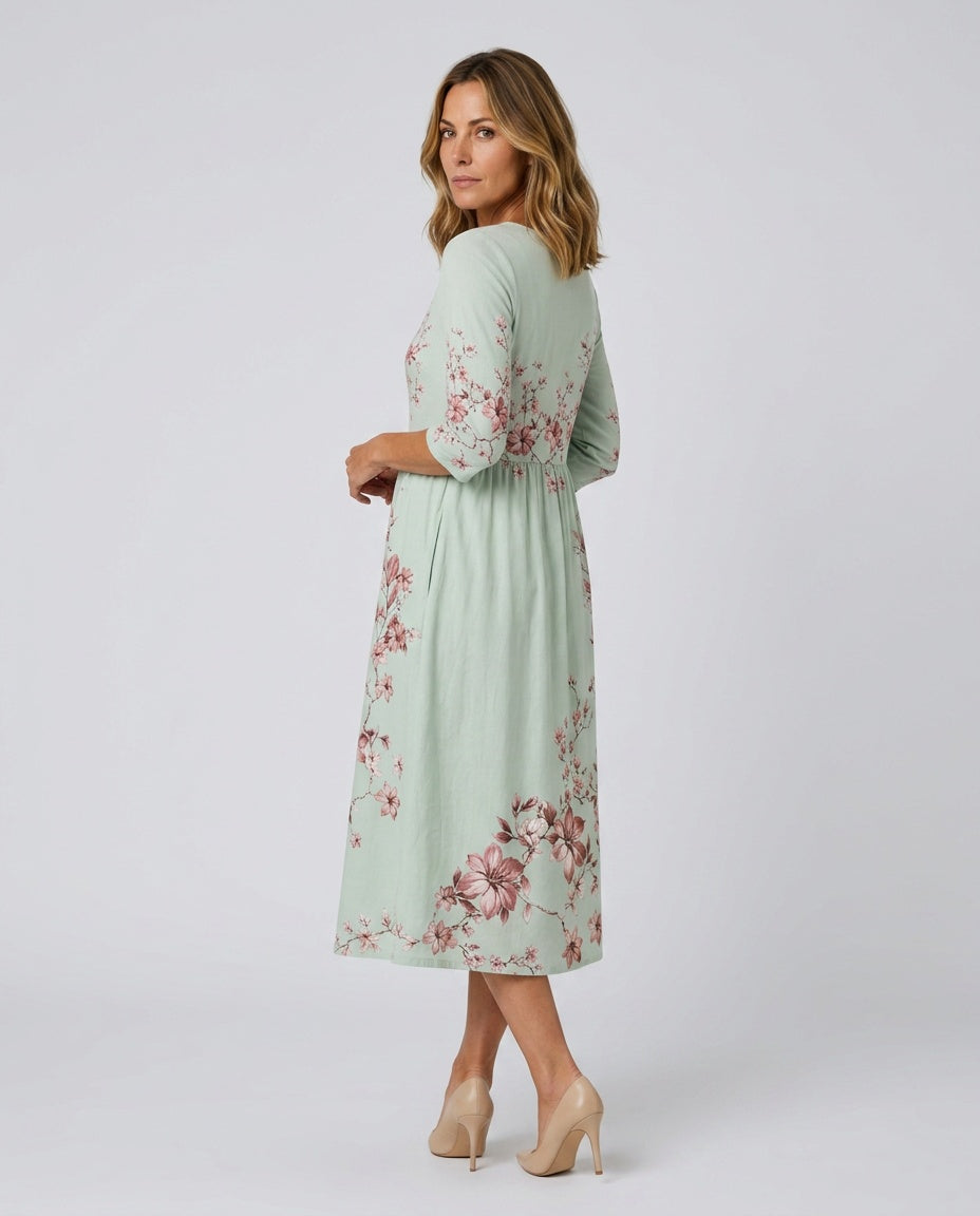 Florencia | Floral Print Pocket Midi Dress