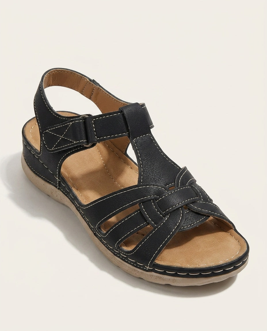 Soraya | Cut-Out Multi-Strap Buckle Low Wedge Sandals