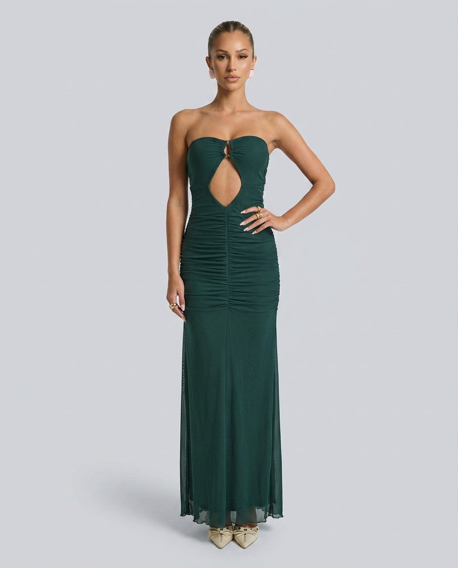 Adeline | Strapless Cut-Out High Split Maxi Dress