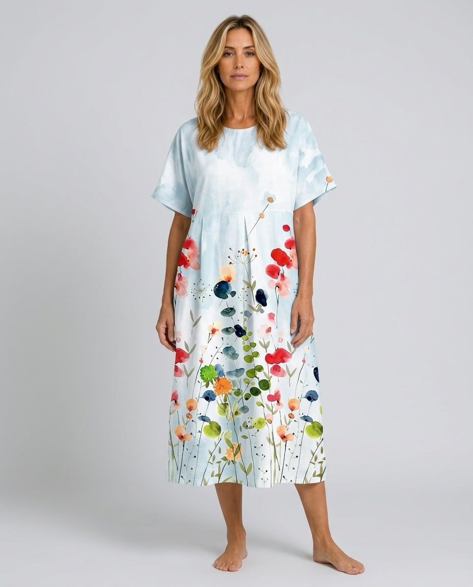 Sofia | Floral Print Summer Midi Dress