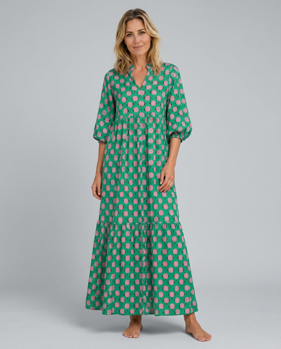 Paola | V-Neck Printed Maxi Dress