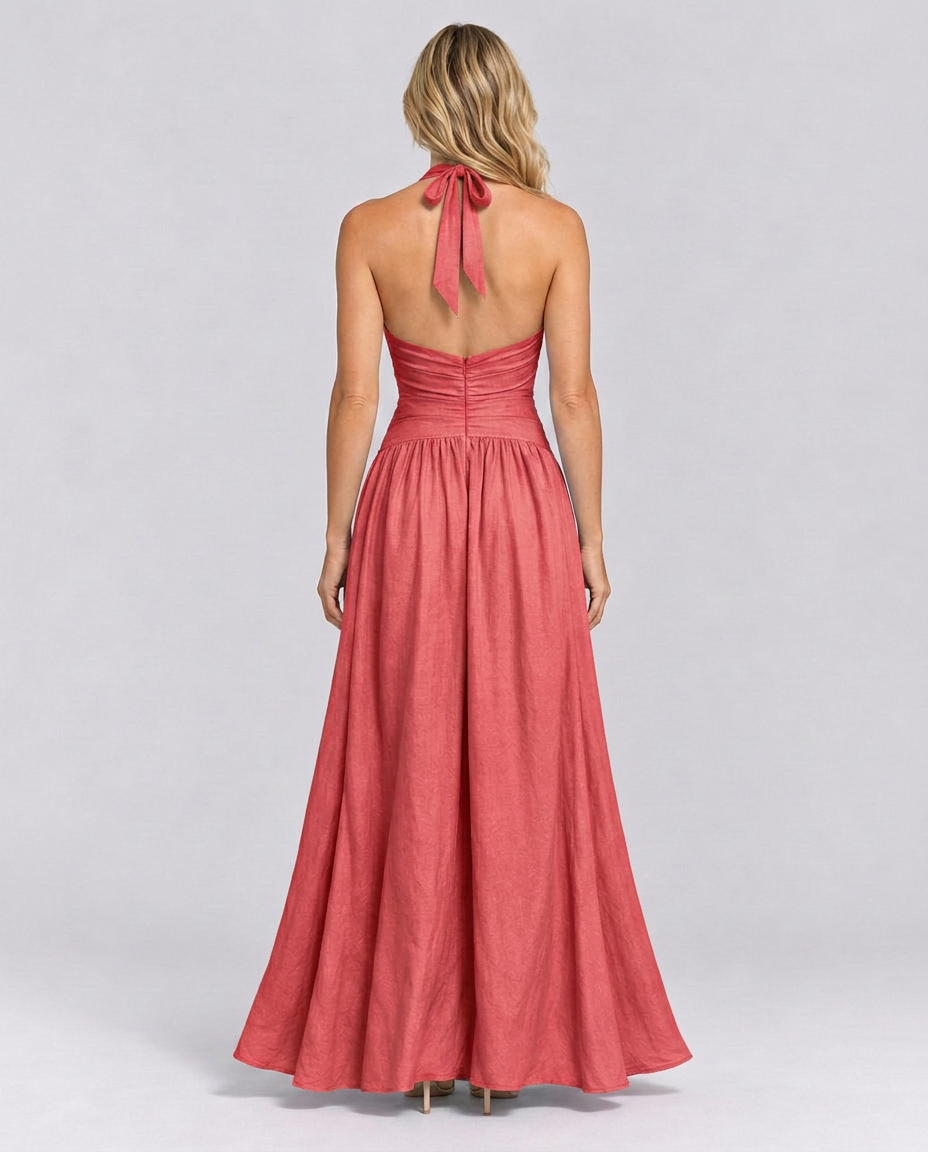 Julie | Halter Neck Backless Maxi Dress