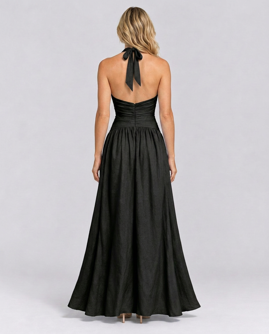 Julie | Halter Neck Backless Maxi Dress