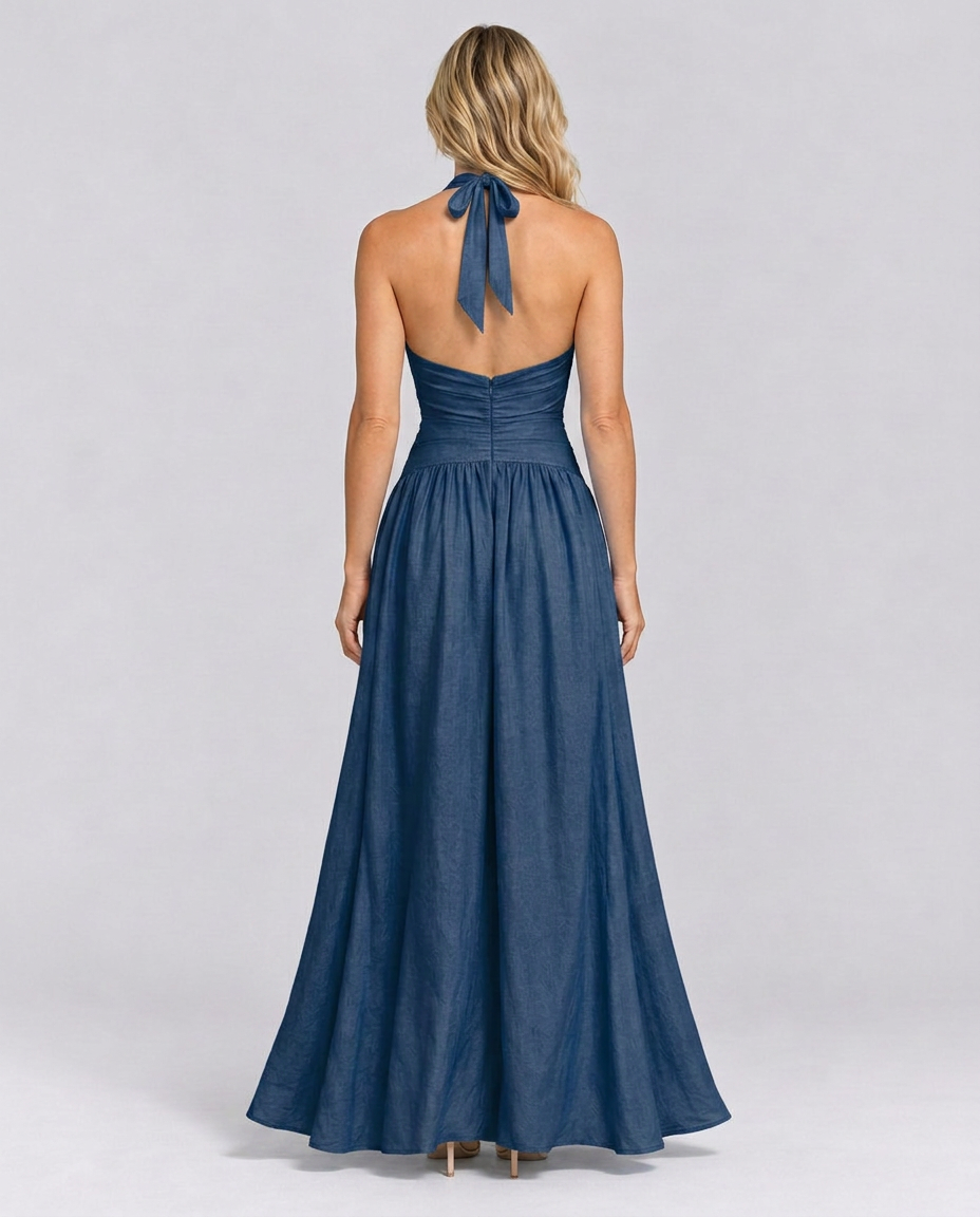 Julie | Halter Neck Backless Maxi Dress