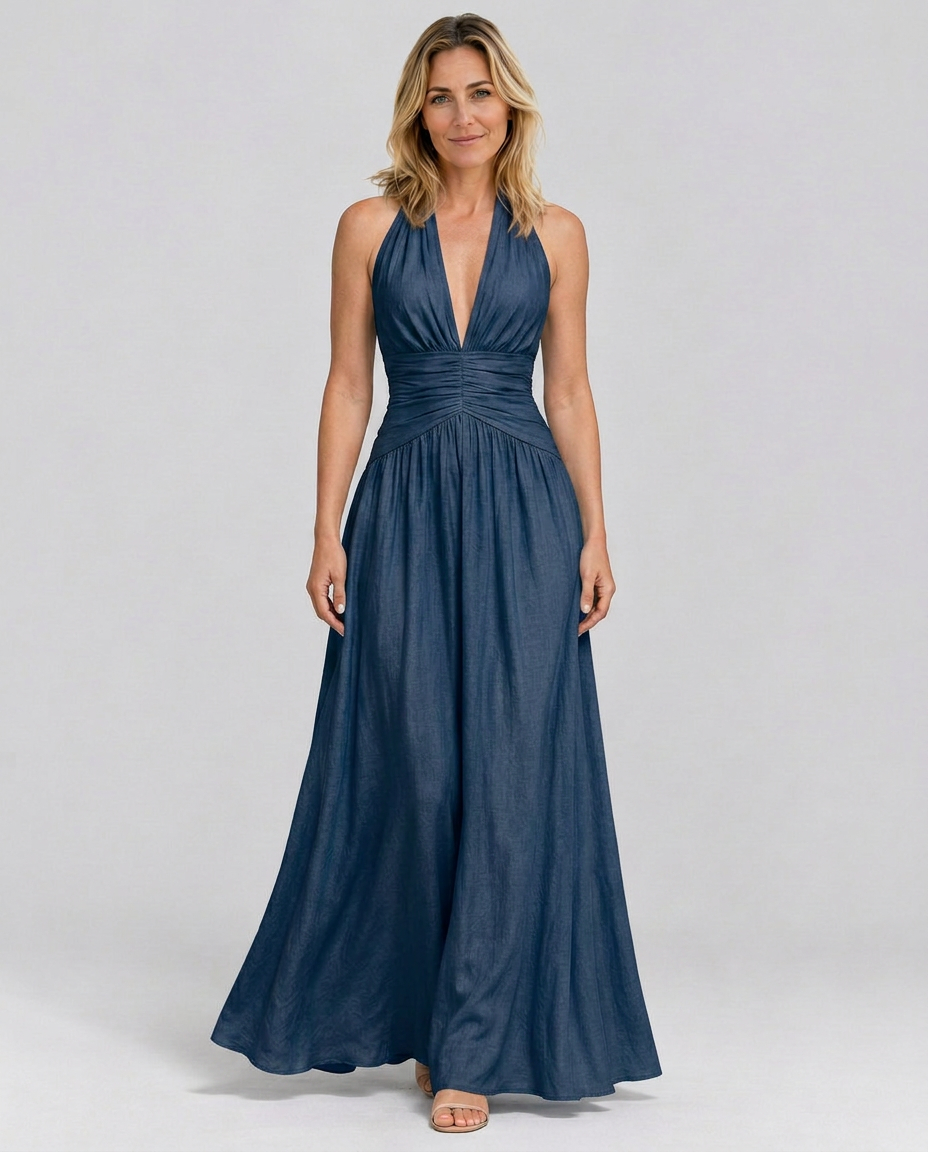 Julie | Halter Neck Backless Maxi Dress