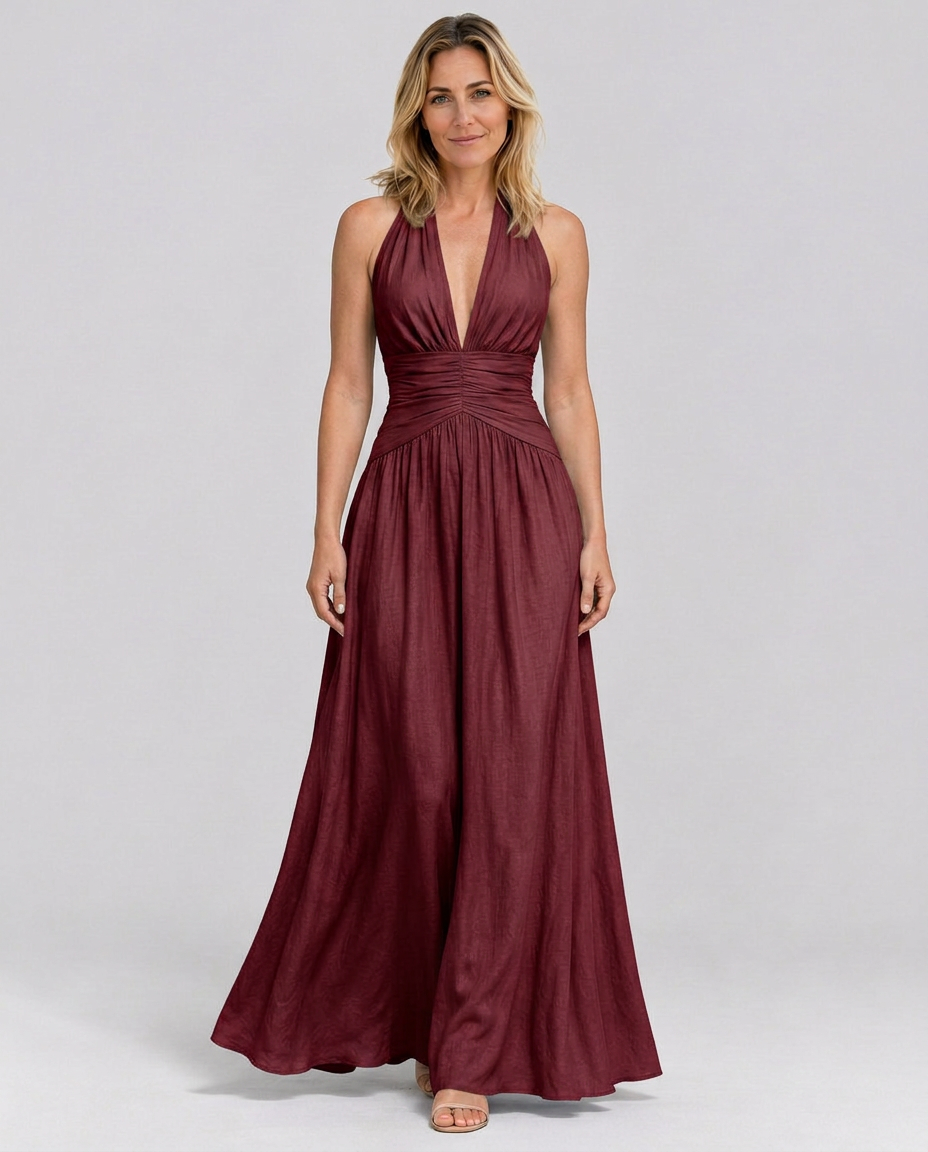 Julie | Halter Neck Backless Maxi Dress