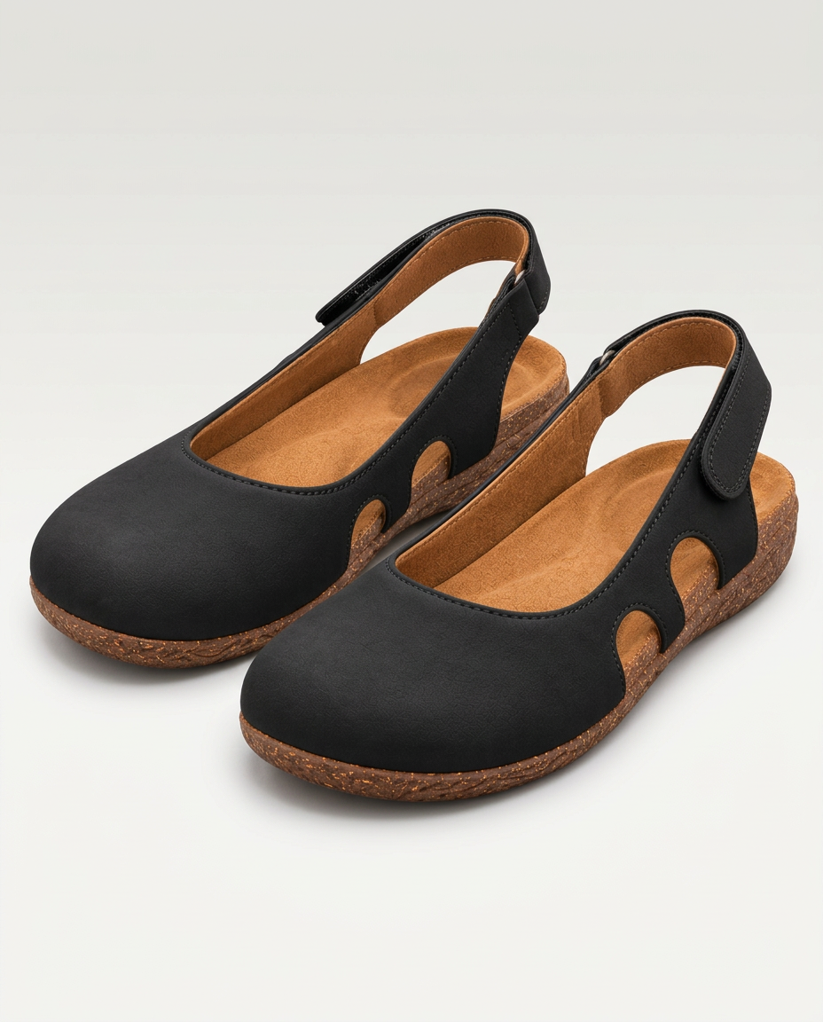 Mara | Round-Toe Slingback Sandals with Cut-Out Sides