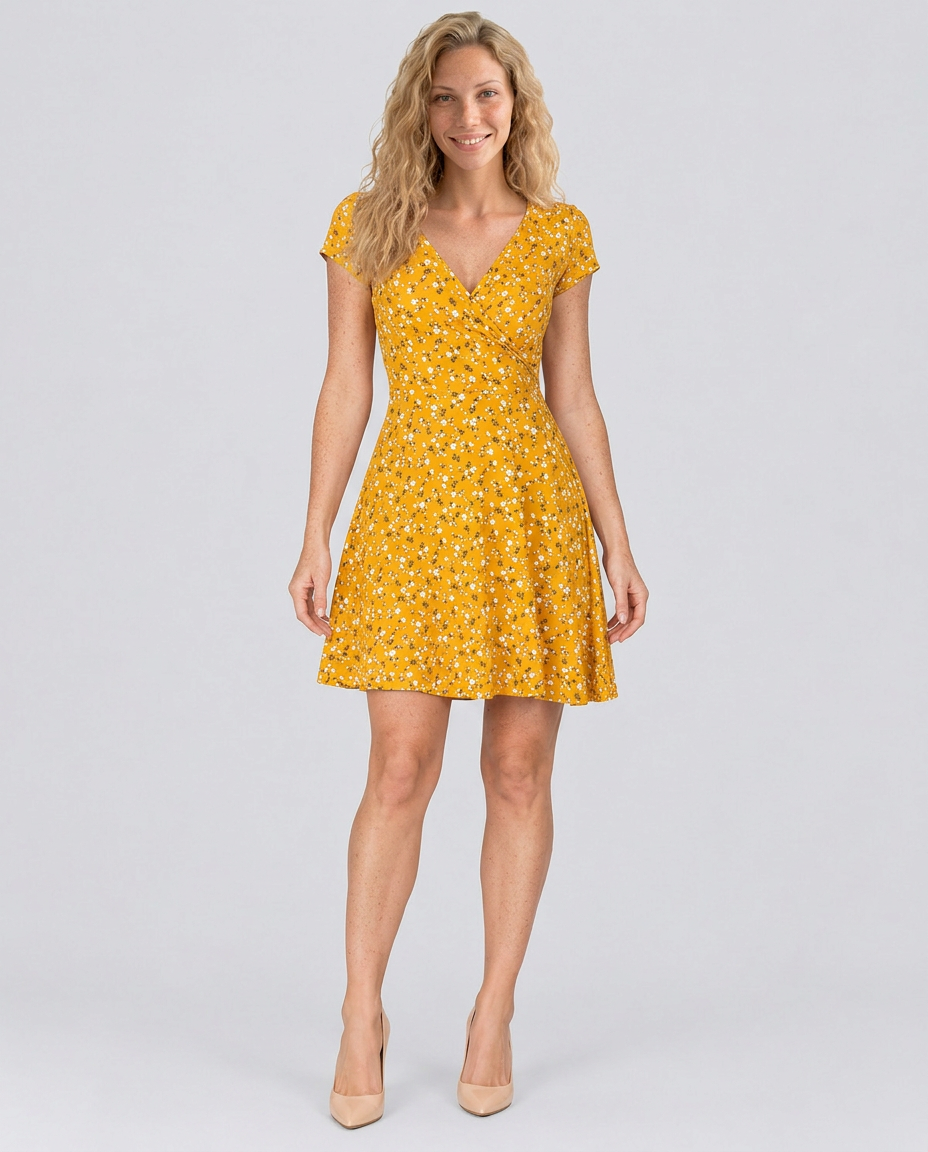 Danielle | Floral V-Neck Mini Dress with Short Sleeves