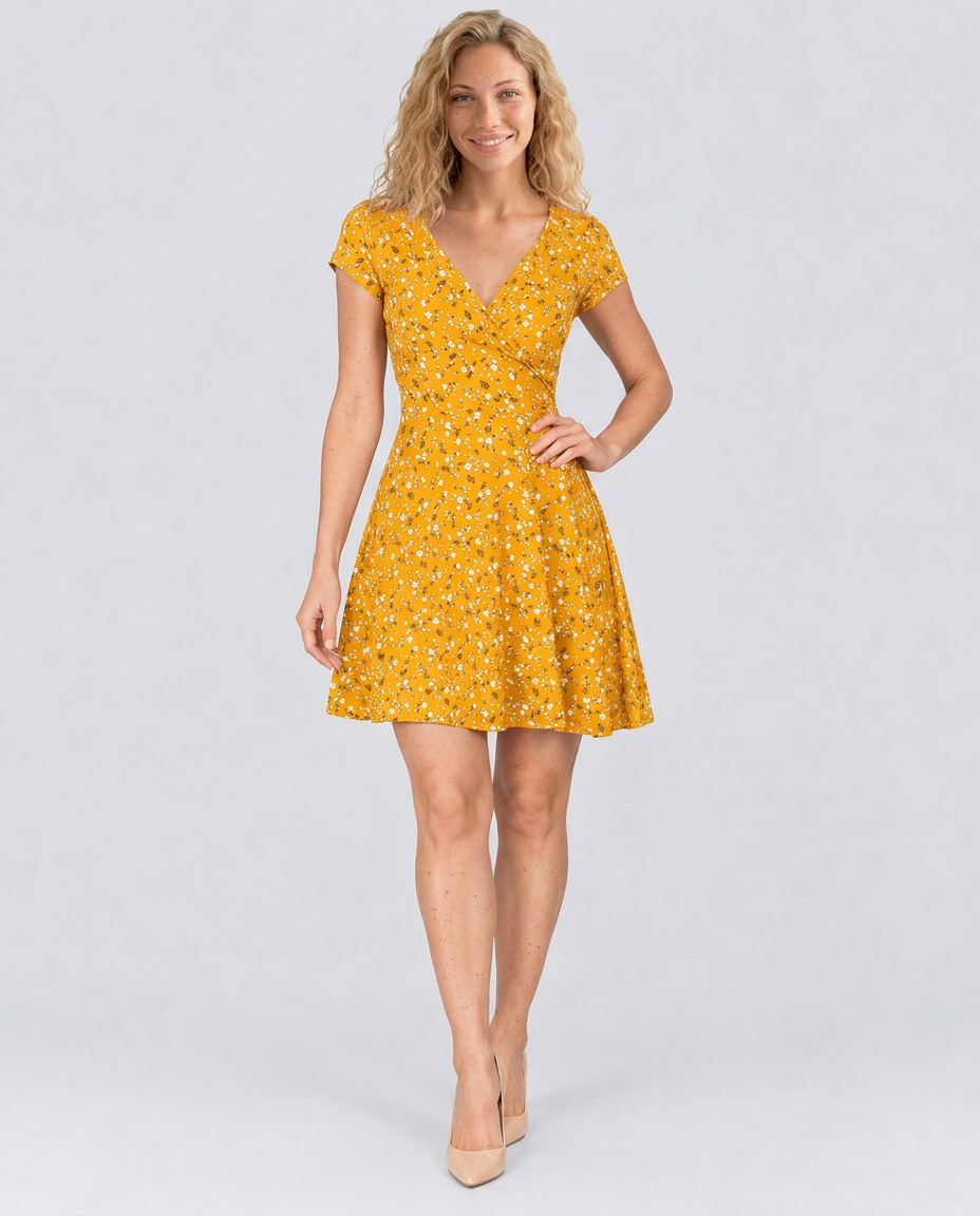 Danielle | Floral V-Neck Mini Dress with Short Sleeves