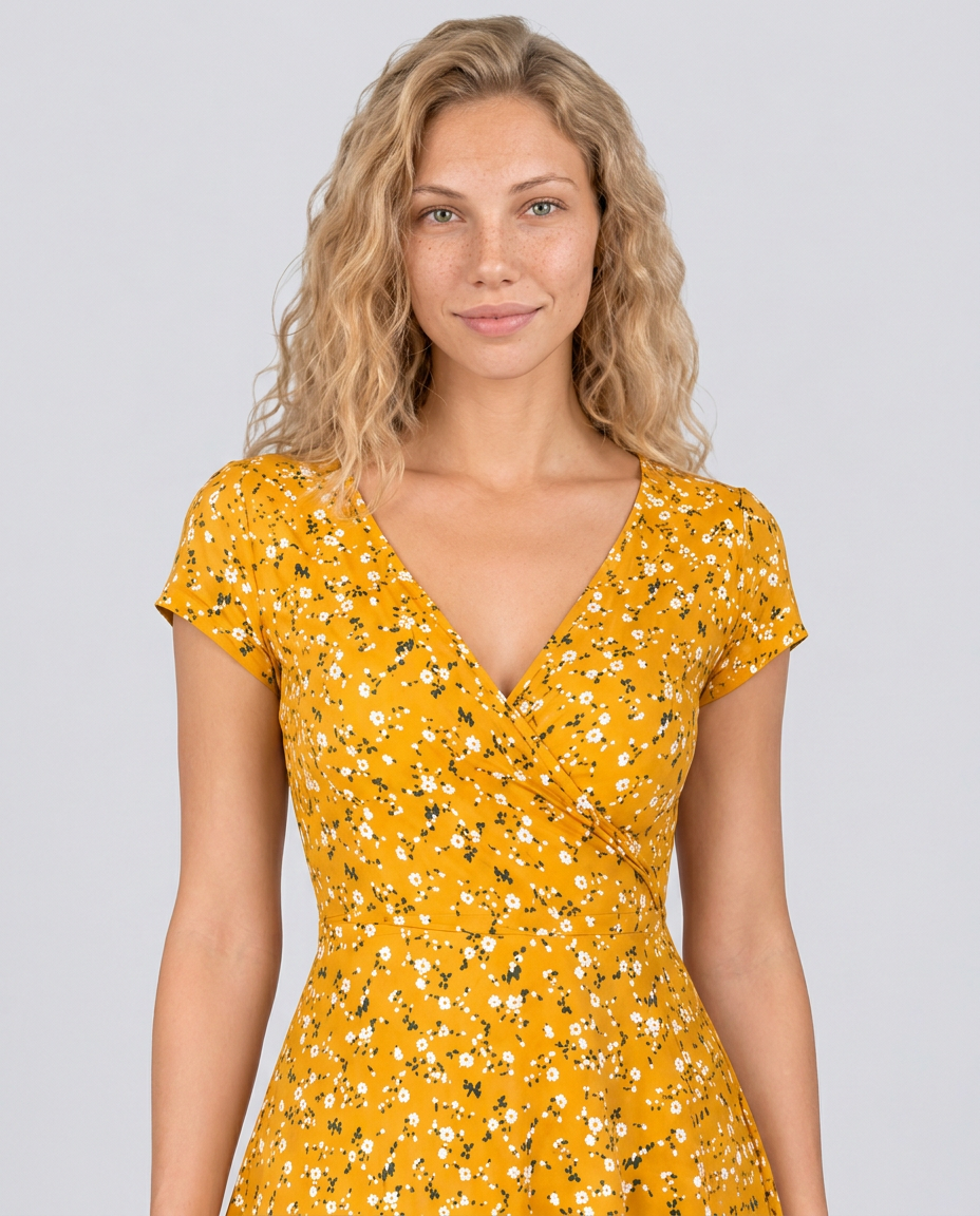 Danielle | Floral V-Neck Mini Dress with Short Sleeves