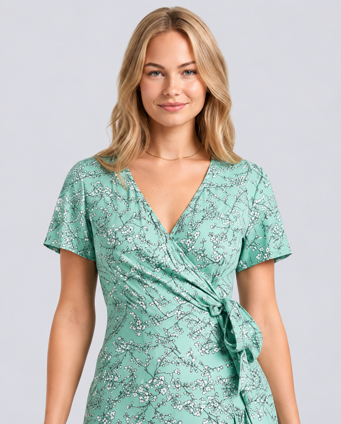 Kimberly | Floral Wrap Mini Dress with Ruffle Hem