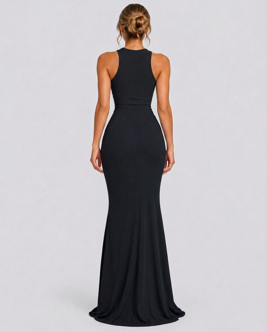 Hazel | Sleeveless Bodycon Maxi Dress with Round Neck