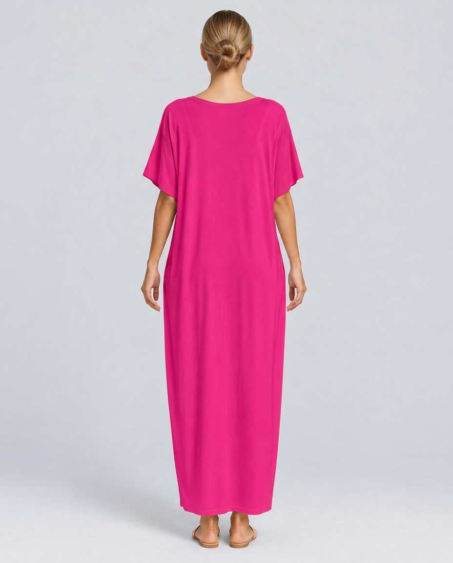 Deena | Short Sleeve Maxi Dress with Side Pockets