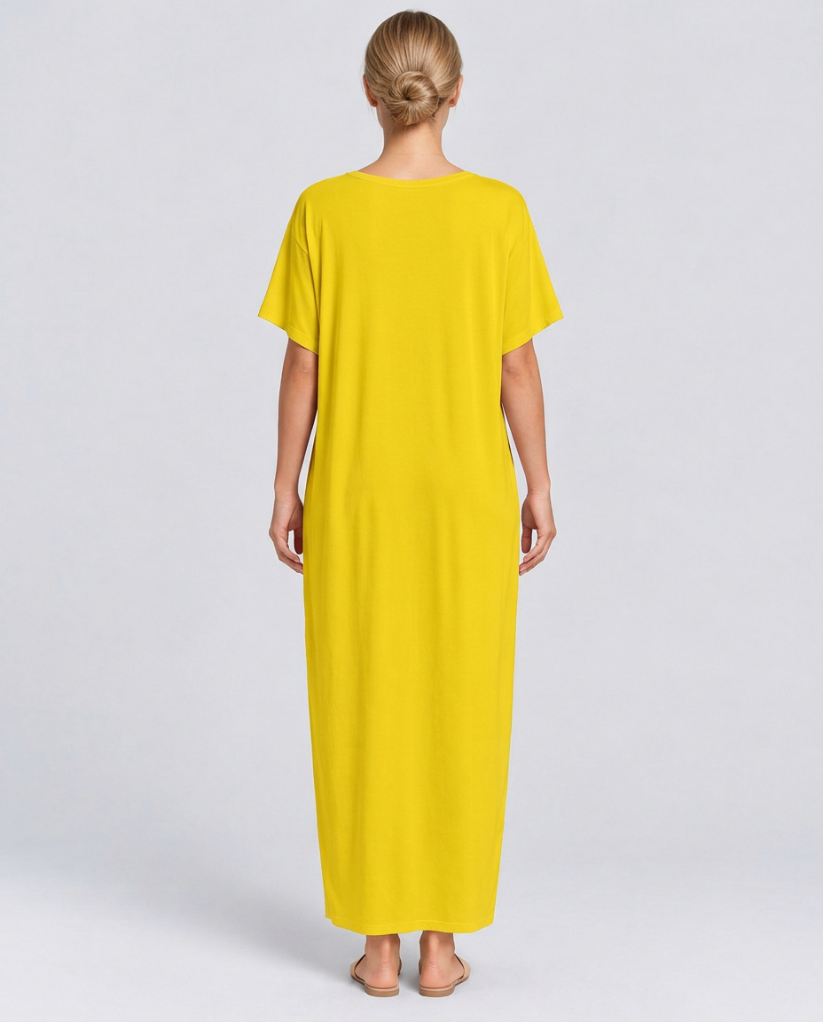 Deena | Short Sleeve Maxi Dress with Side Pockets