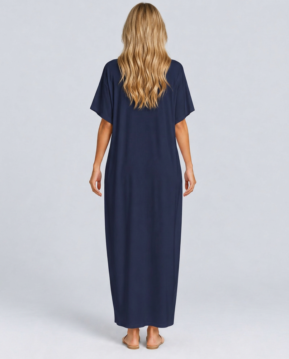 Deena | Short Sleeve Maxi Dress with Side Pockets
