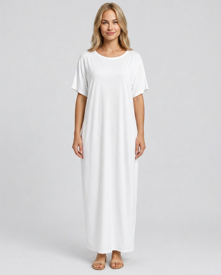 Deena | Short Sleeve Maxi Dress with Side Pockets