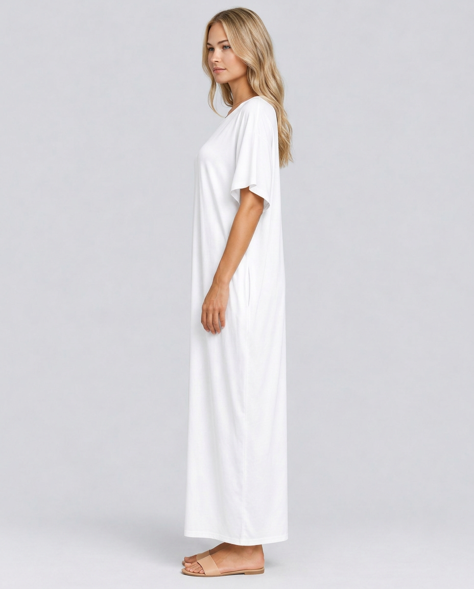 Deena | Short Sleeve Maxi Dress with Side Pockets