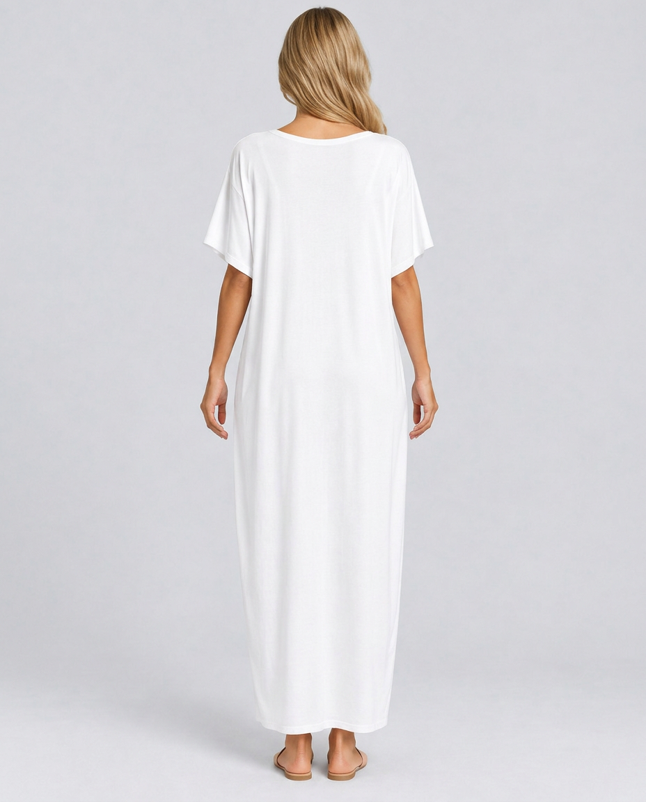 Deena | Short Sleeve Maxi Dress with Side Pockets