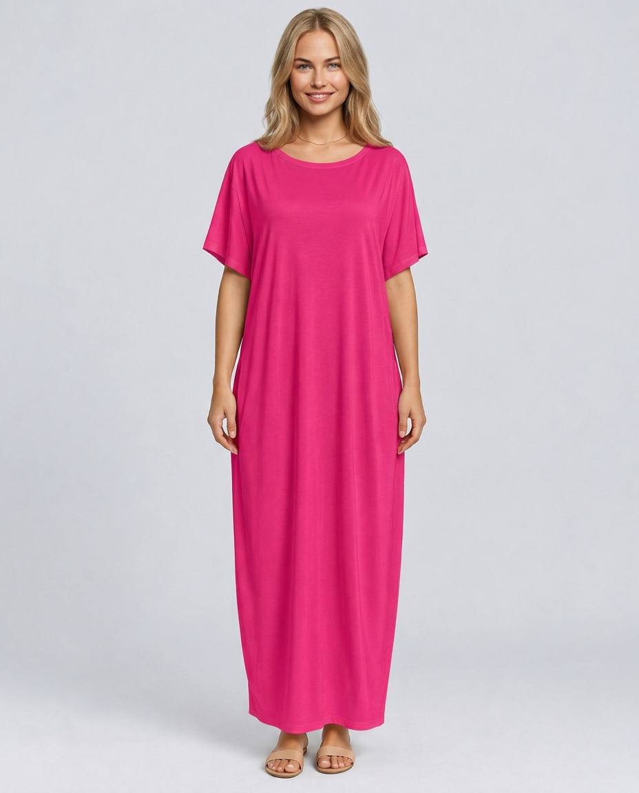 Deena | Short Sleeve Maxi Dress with Side Pockets