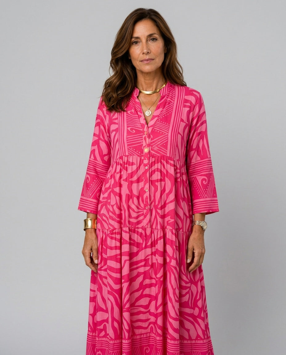 Billie | Button Front Flowy Midi Dress