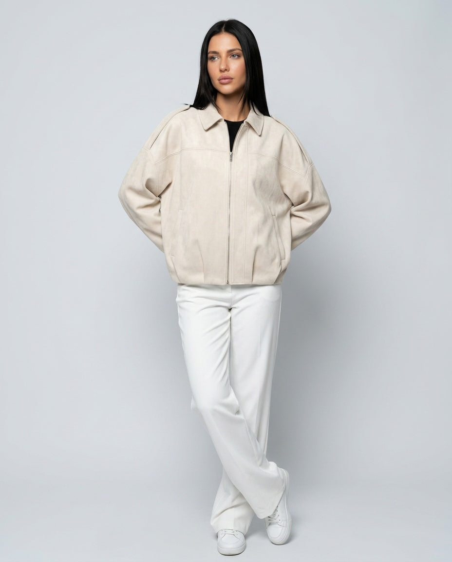 Seraphina | Oversized Suede-Look Bomber Jacket