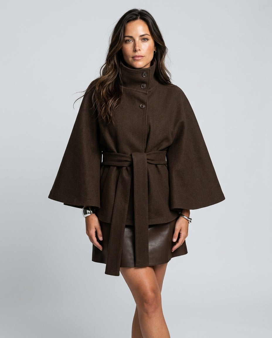 Tessa | Belted Cape Sleeve Coat