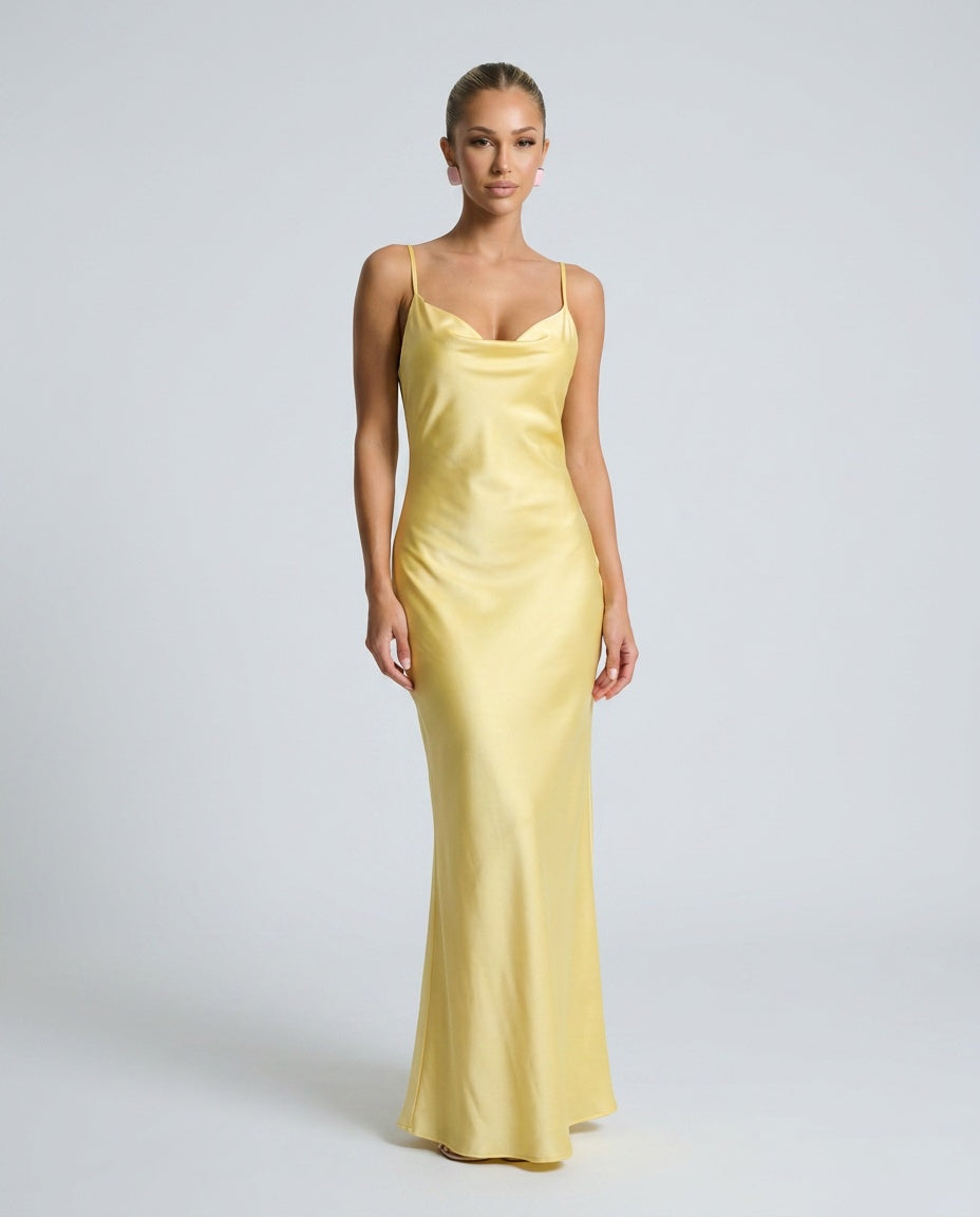 Serena | Cowl Neck Satin-Look Maxi Dress