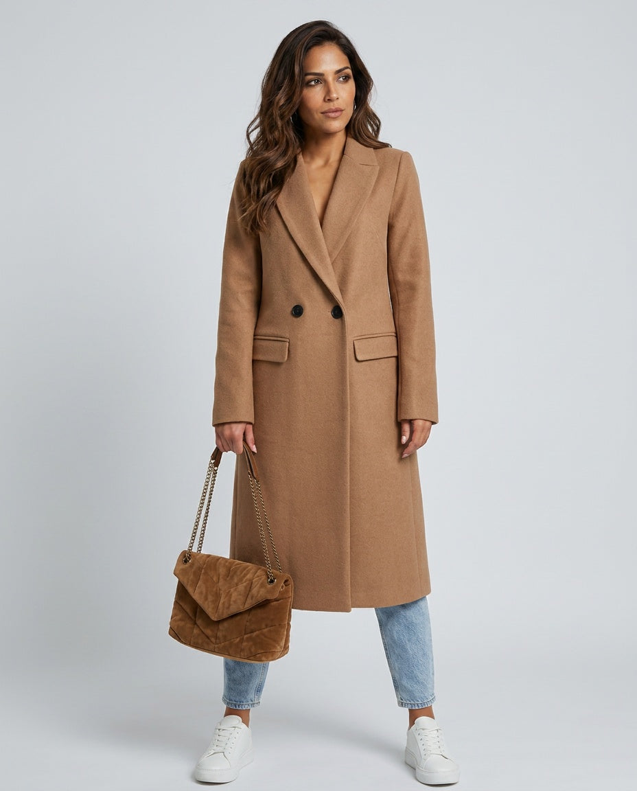 Piper | Double-Breasted Wool-Blend Long Coat