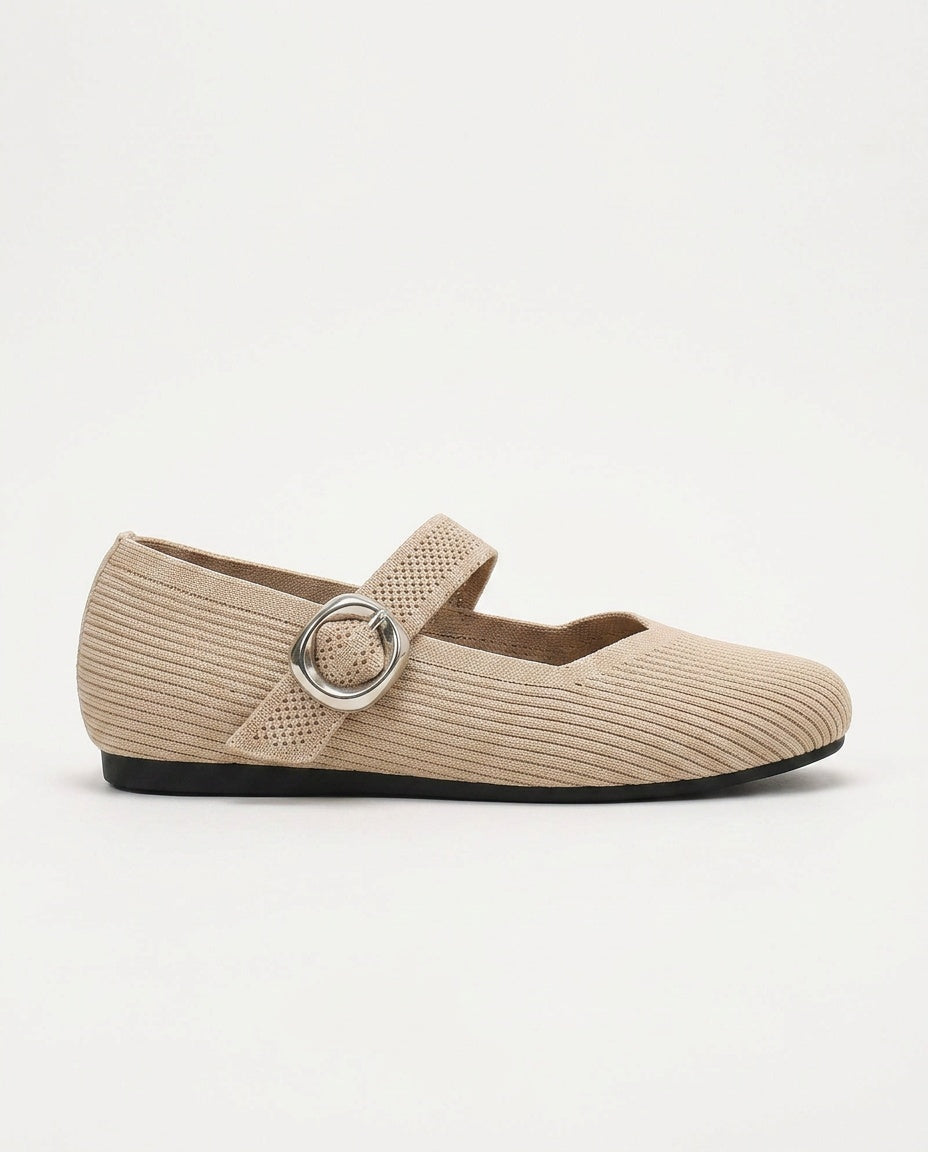 Giselle | Square Toe Knit Mary Jane Flats