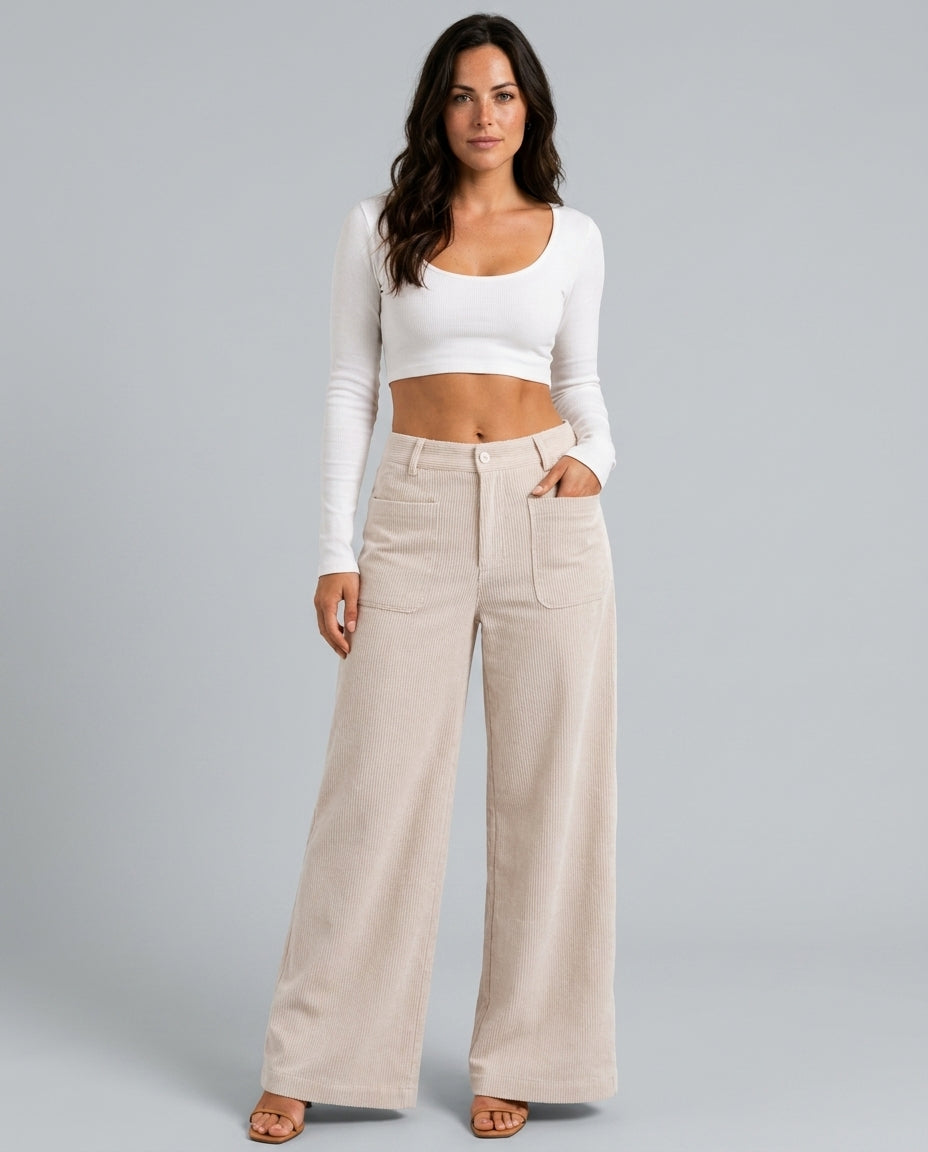 Frankie | High Waist Wide-Leg Corduroy Trousers