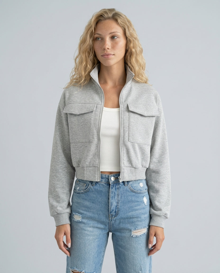 Mika | Cropped Zip Long Sleeve Jacket