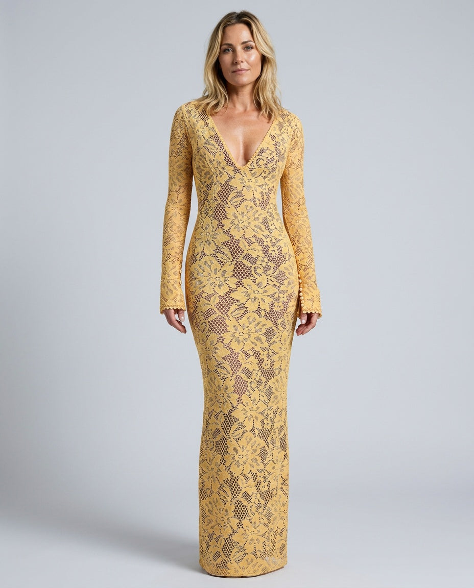 Celeste | Plunge Lace Maxi Dress