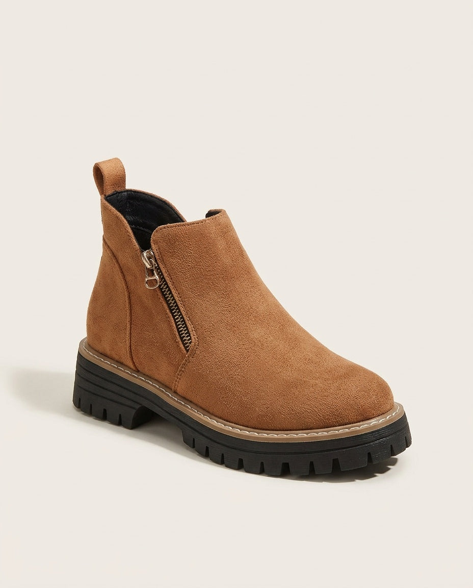 Rosa | Chunky Sole Zip Ankle Boots