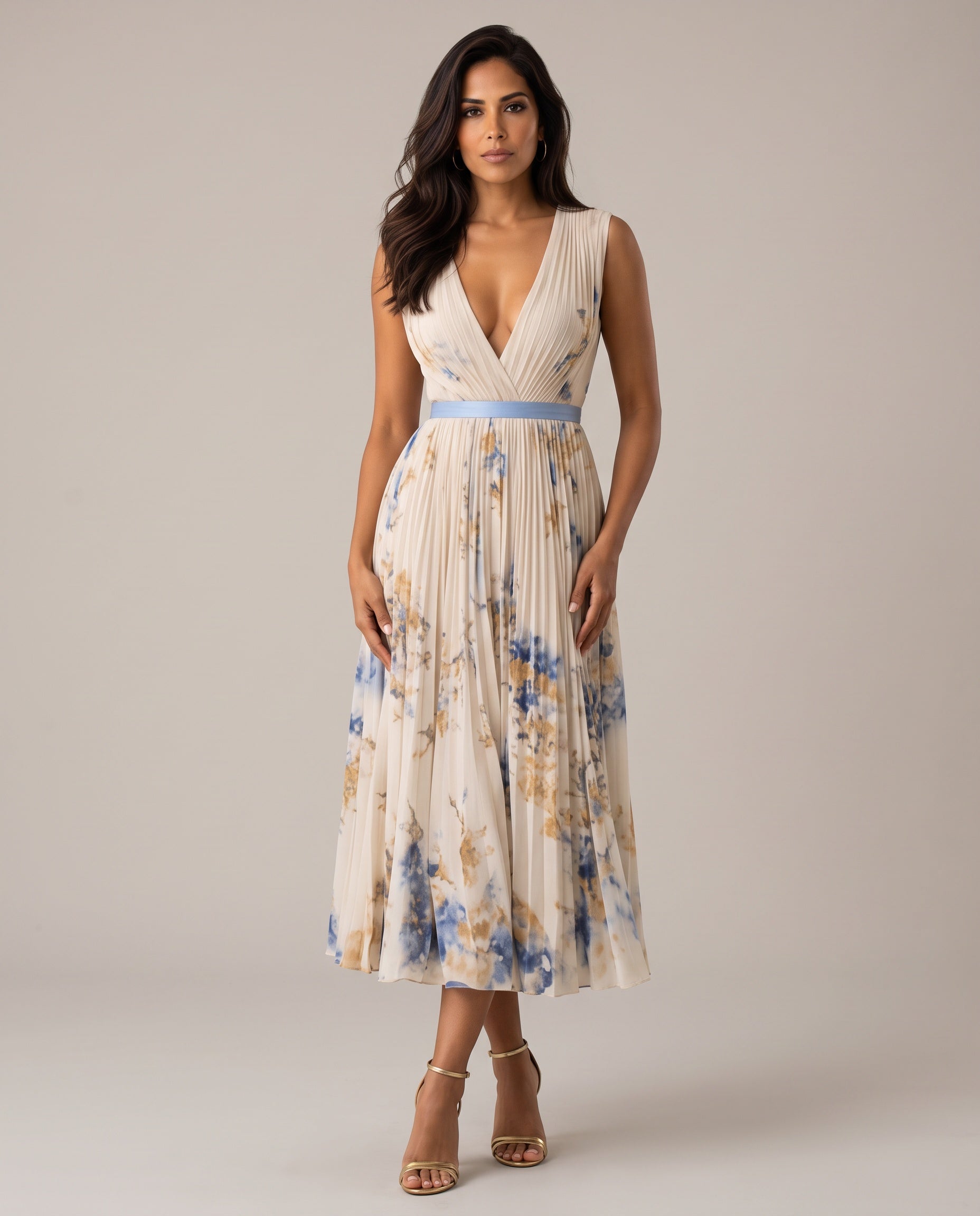 Ottilie | Pleated Sleeveless Maxi Dress