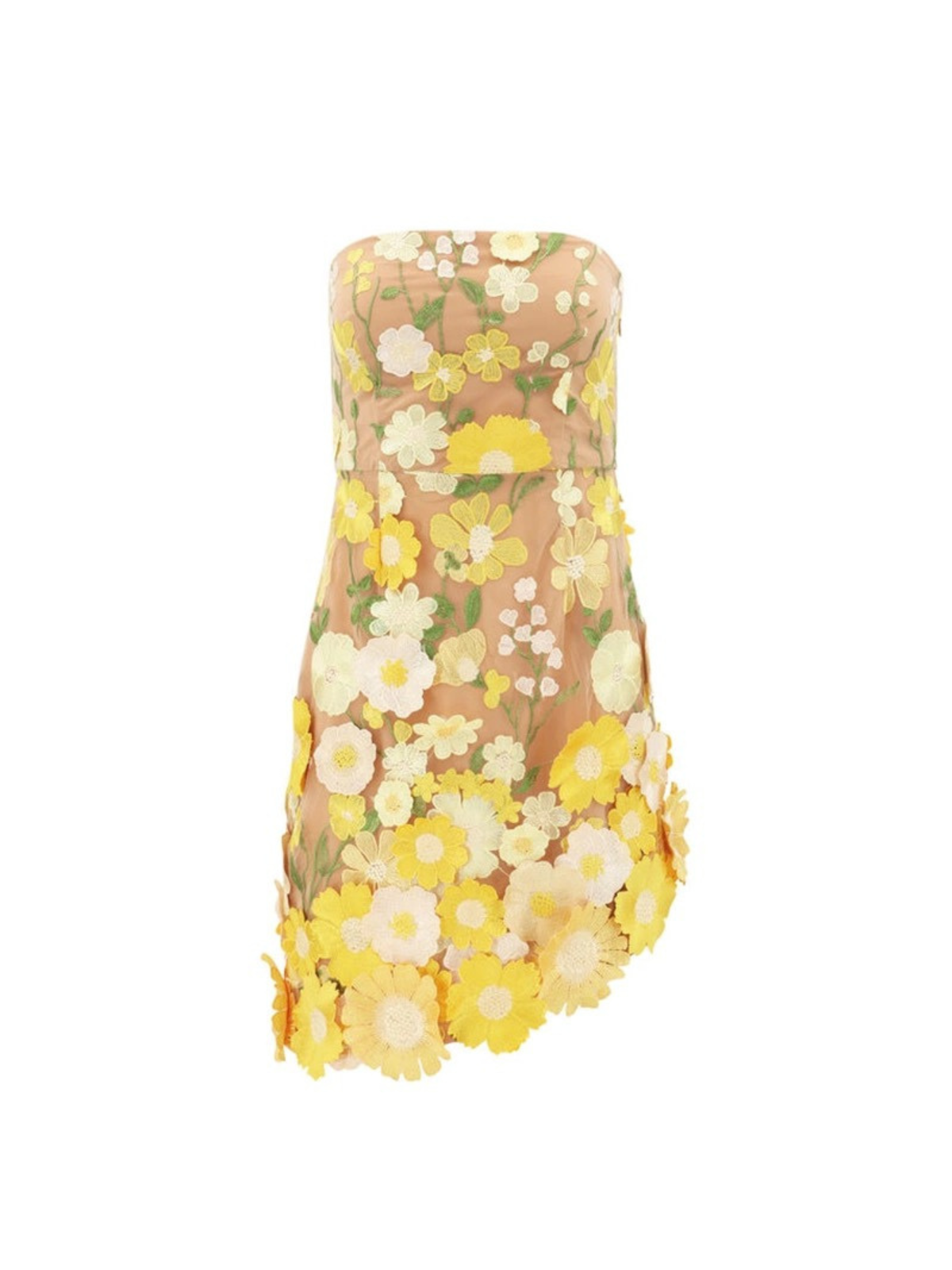 Sienna | Strapless Embroidered Flower Mini Dress
