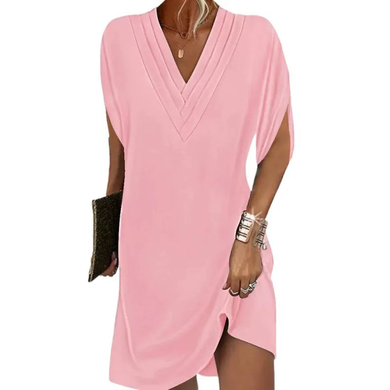 Maeva | V-Neck Multi-Layered Casual Midi Dress