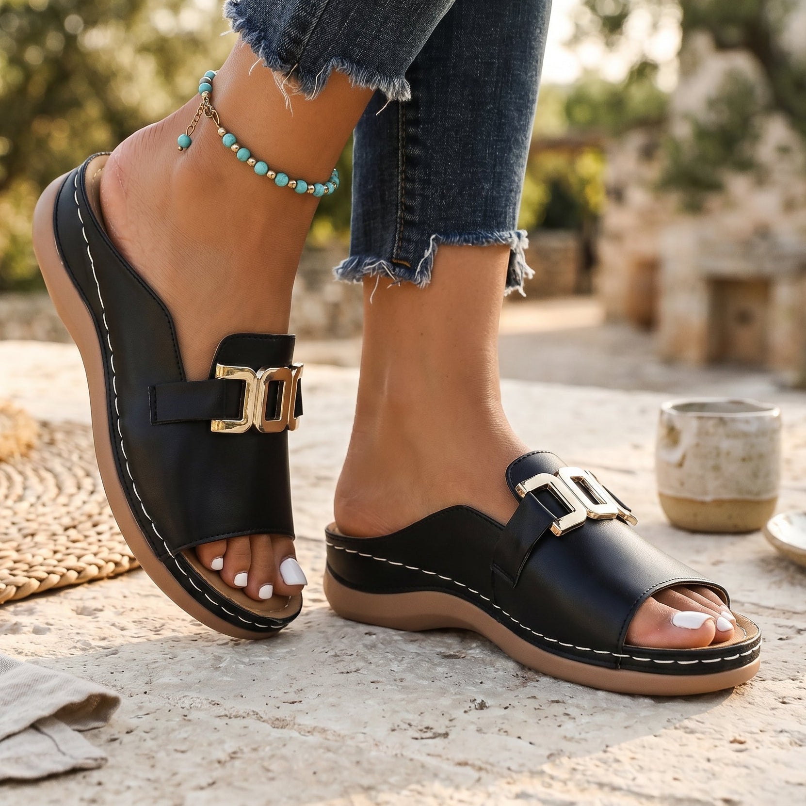 Giselle | Open-Toe Flat Sandals