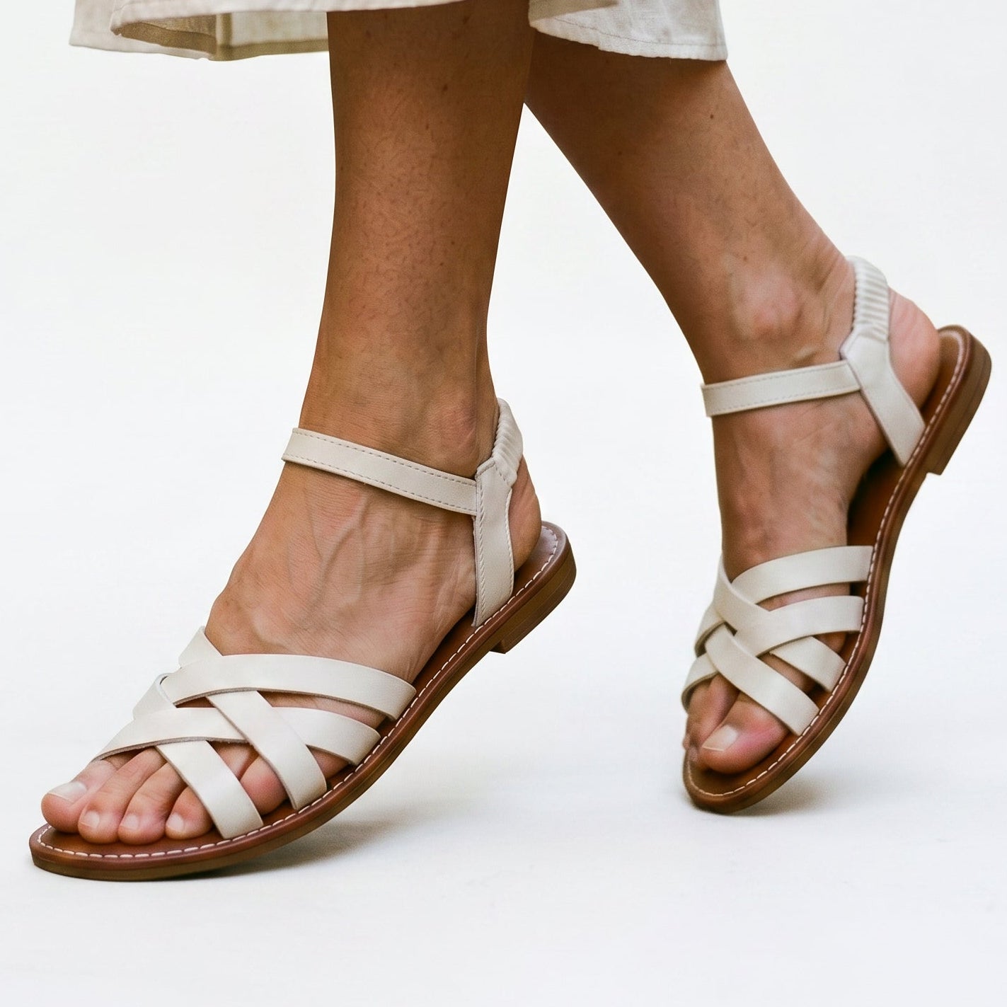 Mira | Black Strappy Flat Sandals