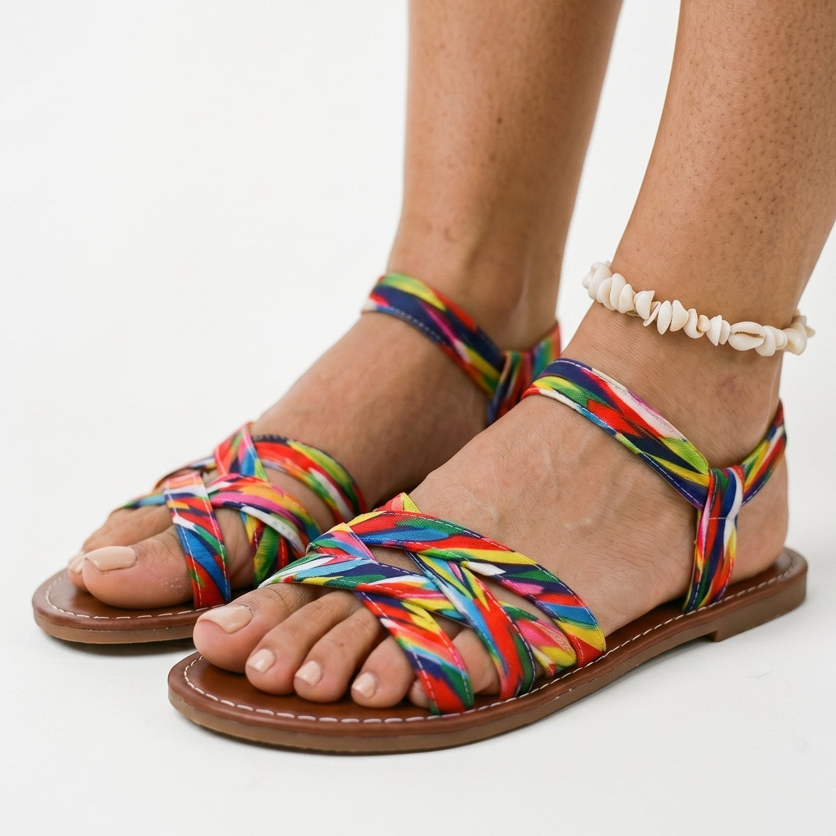 Mira | Black Strappy Flat Sandals